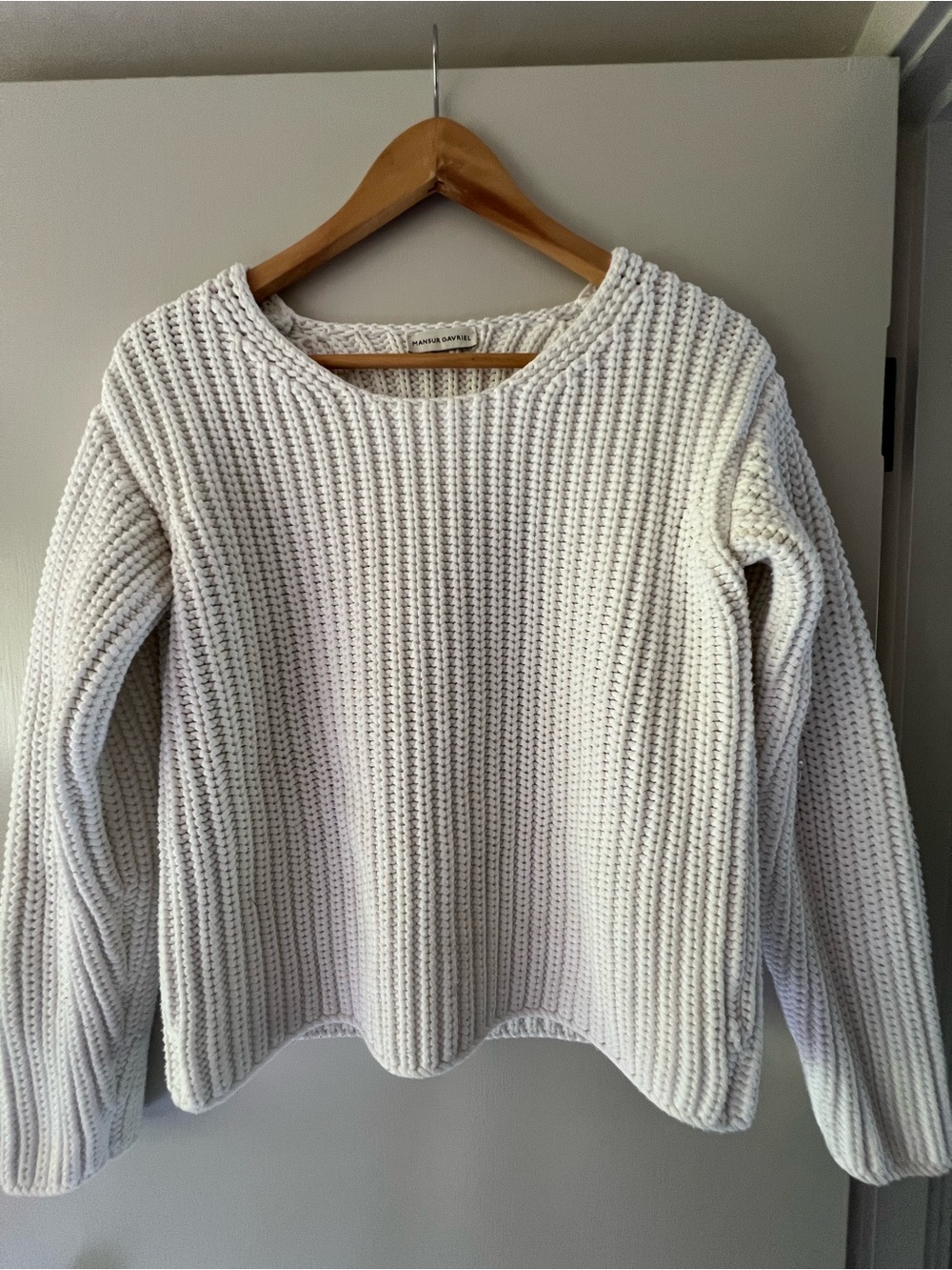 Mansur Gavriel Ivory Ribbed Crewneck Sweater